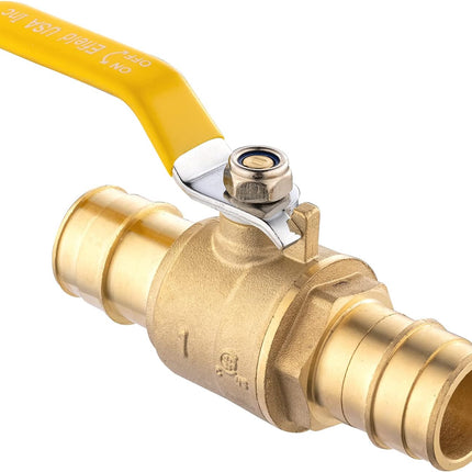 1 Inch Brass Full Port Ball Valve For Pex-A Pipe, ASTM F1960 Expansion Connection Only, Yellow Handle,(VALVE155)
