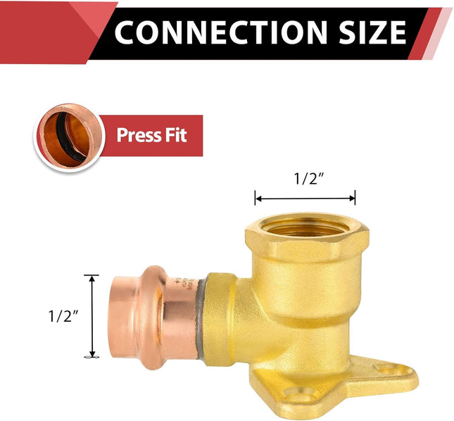 (Pack of 5) 1/2 Copper Press Fit x 1/2 Female NPT Drop Ear 90-Degree Elbow Plumbing Fittings LBP Design – product detail