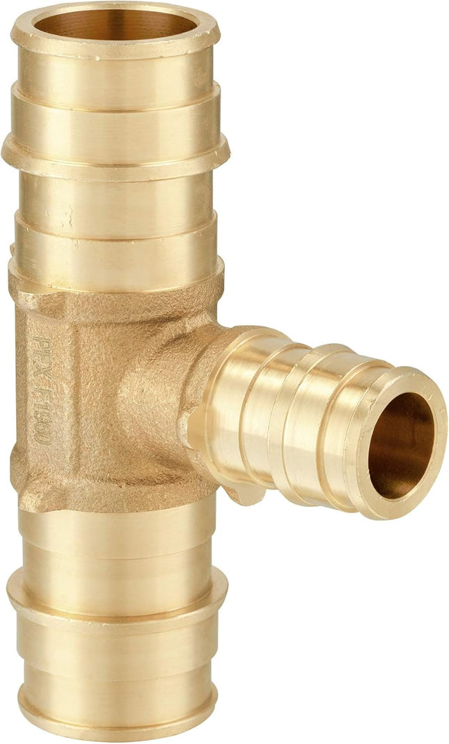 (Pack of 10) Pex A Full Flow Expansion Brass Fittings 3/4 x 3/4 x 1/2 Reducing Tee ONLY For Pex-A Tubing – product detail