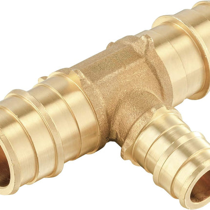(Pack of 10)  Pex A Full Flow Expansion Brass Fittings 3/4"x 3/4"x 1/2" Reducing Tee ONLY For Pex-A Tubing Connection, ASTM F1960,(PEX1960120)