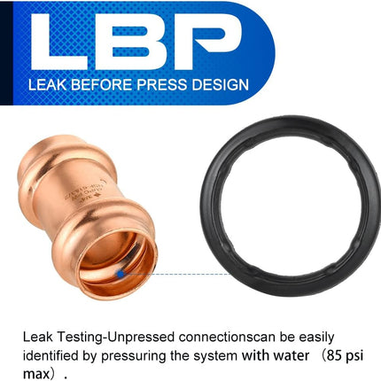 (Pack of 10)  3/4" x 1/2" Copper Press Fit Reduce Coupling Fittings With Stop For Copper Tube Connection, LBP Design,(PRESS015)