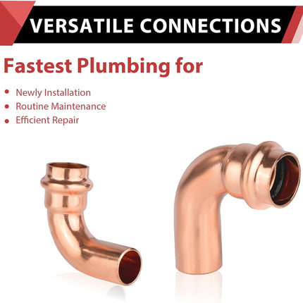 (Pack of 10)  3/4" x 3/4" Copper Press Fit 90 Degree Street Elbow Fittings For Copper Tube Connection (3/4-inch),(PRESS035)