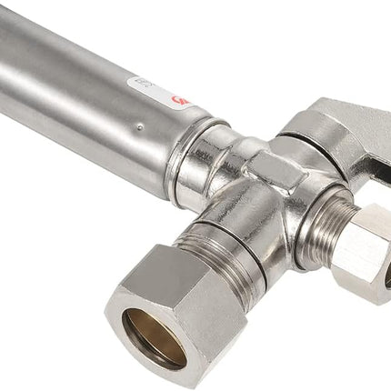 1/4 Turn Stop Angle Valve, 1/2" Nominal (5/8" OD) Compression x 3/8" OD With Stainless Steel Water Hammer Arrestor Chrome Plated Brass,(ARSTRVLV001)