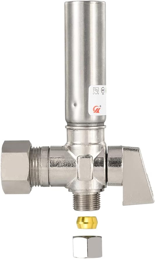 1/4 Turn Stop Angle Valve 1/2 Nominal (5/8 OD) Compression x 3/8 OD With Stainless Steel Water Hammer – product detail