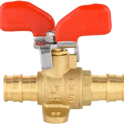 (Pack of 2)  1/2-inch Pex-A Expansion Full Port Shut-off Brass Ball Valve with Drop-ear, Red, Blue Butterfly Levels, cUPC Certified (2),(VALVE337)