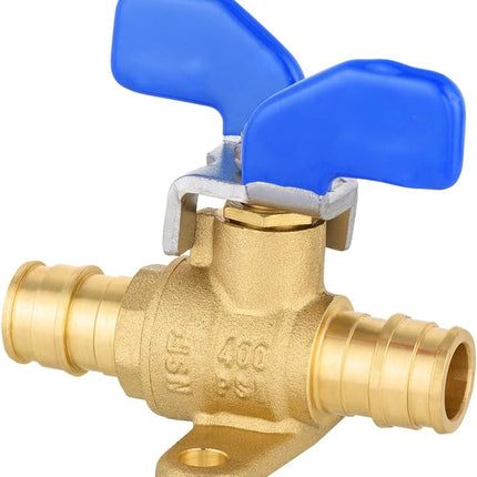 (Pack of 2)  1/2-inch Pex-A Expansion Full Port Shut-off Brass Ball Valve with Drop-ear, Red, Blue Butterfly Levels, cUPC Certified (2),(VALVE337)