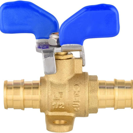 (Pack of 2)  1/2-inch Pex-A Expansion Full Port Shut-off Brass Ball Valve with Drop-ear, Red, Blue Butterfly Levels, cUPC Certified (2),(VALVE337)