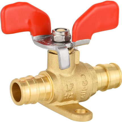 (Pack of 2)  1/2-inch Pex-A Expansion Full Port Shut-off Brass Ball Valve with Drop-ear, Red, Blue Butterfly Levels, cUPC Certified (2),(VALVE337)