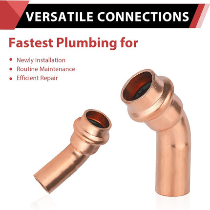 (Pack of 10)  1/2" x 1/2" Copper Press Fit 45 Degree Street Elbow Fittings For Copper Tube Connection (1/2-inch),(PRESS037)