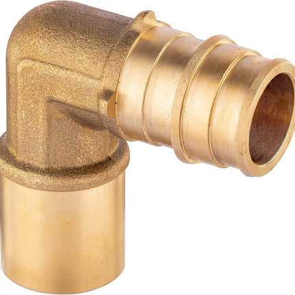 (Pack of 5)  Pex A Full Flow Expansion Brass Fittings 1/2"x 1/2" Male Sweat Elbow Adapter,ASTM F1960,(PEX1960077)