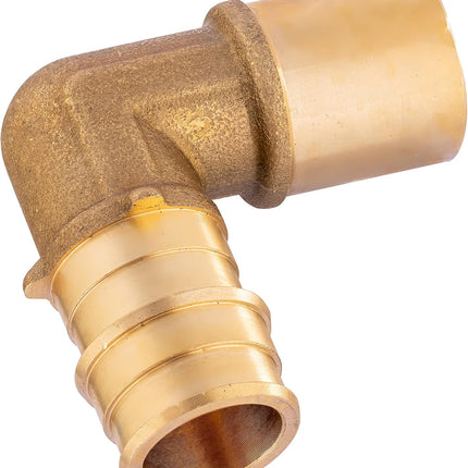 (Pack of 5)  Pex A Full Flow Expansion Brass Fittings 1/2"x 1/2" Male Sweat Elbow Adapter,ASTM F1960,(PEX1960077)