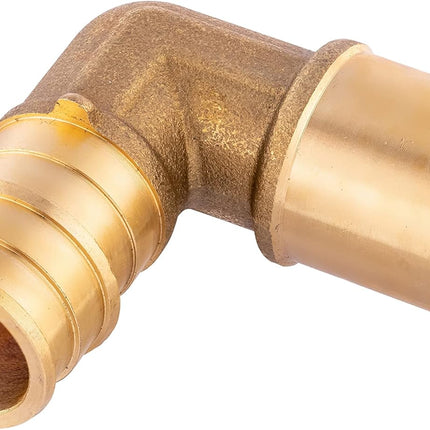 (Pack of 5)  Pex A Full Flow Expansion Brass Fittings 1/2"x 1/2" Male Sweat Elbow Adapter,ASTM F1960,(PEX1960077)