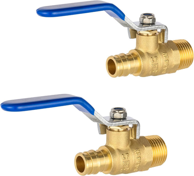 (Pack of 2) Cold Expansion Pex-A 1/2-inch X 1/2 Inch Male MPT Brass Shut-off Ball Valve V1258-DP02-C-2444