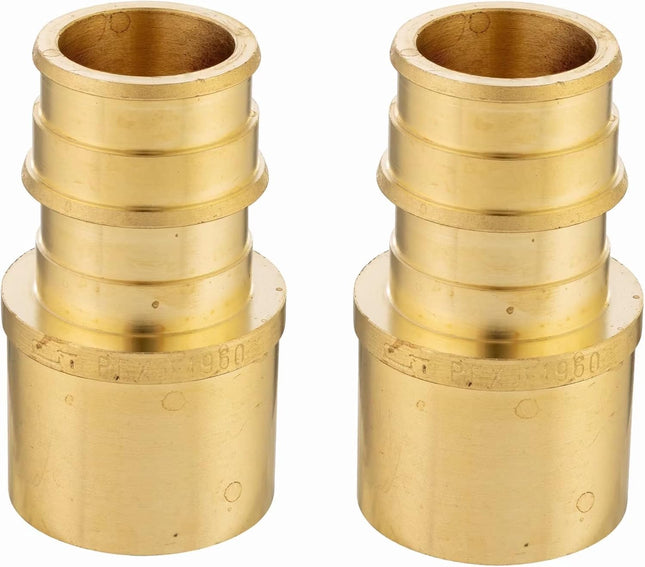 2-Pack Pex A Full Flow Expansion Brass Fittings 1 x 1 Female Sweat Adapter (Over the Copper Tube) ASTM