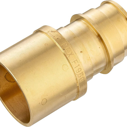 2-Pack  Pex A Full Flow Expansion Brass Fittings 1"x 1" Female Sweat Adapter (Over the Copper Tube), ASTM F1960,(PEX1960061)