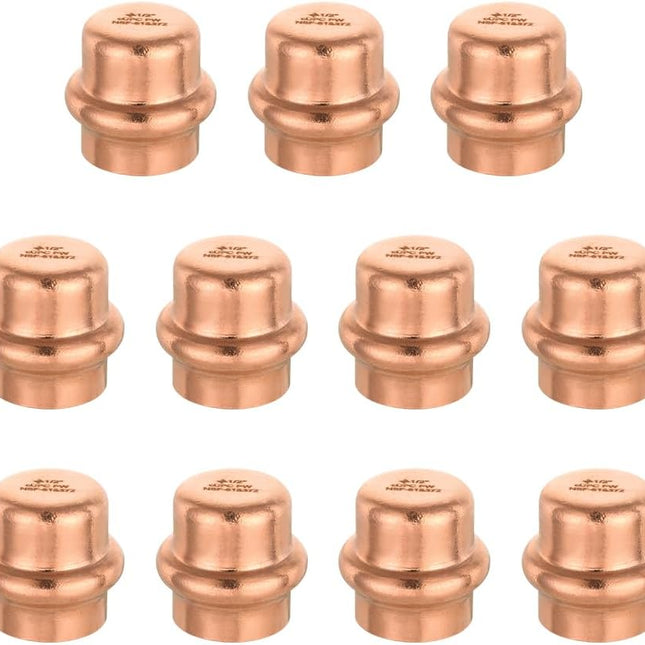 (Pack of 10)  1/2-inch Copper Press Fit End Cap (Plug) Plumbing Fittings, LBP Design,(PRESS020)
