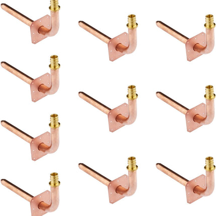 (Pack of 10)  Pex-A Expansion F1960 Connection, Copper Stub Out Elbow with Wall Flange, 1/2"-8 Inch Length,(STUB014)