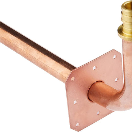 (Pack of 10)  Pex-A Expansion F1960 Connection, Copper Stub Out Elbow with Wall Flange, 1/2"-8 Inch Length,(STUB014)