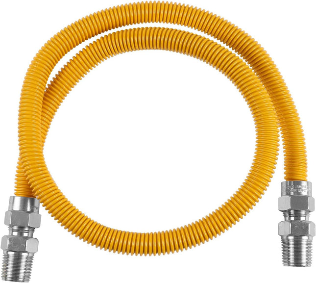 (Pack of 1) 36-Inch Flexible Gas Line Connector 1/2 MIP x 1/2 MIP Brass Adapter Stainless Steel Gas Hose