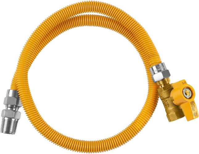 72-Inch Flexible Gas Line Connector 1/2 MIP x 1/2 FIP Straight Gas Valve Brass Adapter Stainless Steel Gas