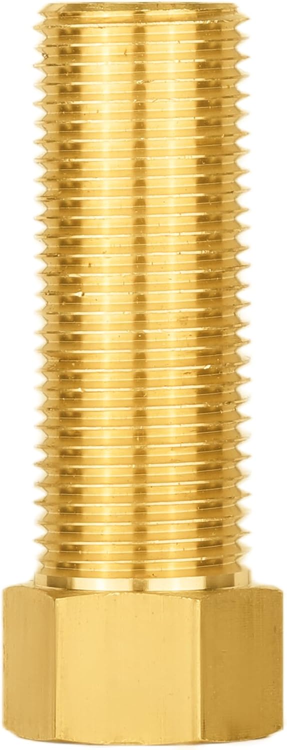 (Pack of 2) 1/2 Male Pipe(NPSM) x 1/2 Female Pipe(NPSF) Extension Brass Fitting Adapter 70MM Length Hex