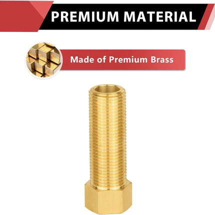(Pack of 2)  1/2" Male Pipe(NPSM) x 1/2" Female Pipe(NPSF) Extension Brass Fitting Adapter, 70MM Length, Hex Connector with Sealing Tape,(NPT138)