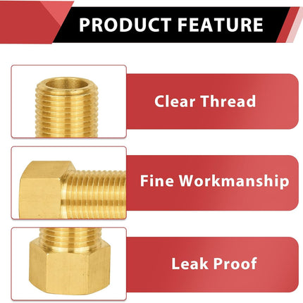 (Pack of 2)  1/2" Male Pipe(NPSM) x 1/2" Female Pipe(NPSF) Extension Brass Fitting Adapter, 70MM Length, Hex Connector with Sealing Tape,(NPT138)