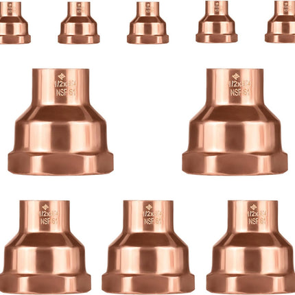 (Pack of 10)  1/2" C x 3/4" FNPT Copper Female Adapters, LF Copper Plumbing Fittings with Sweat Solder X FNPT Connection (1/2" C X 3/4" F),(COPPER039)