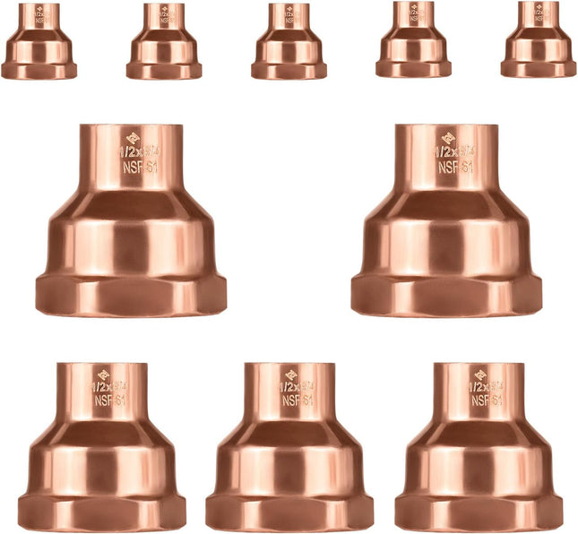 (Pack of 10) 1/2 C x 3/4 FNPT Copper Female Adapters LF Copper Plumbing Fittings with Sweat Solder X FNPT