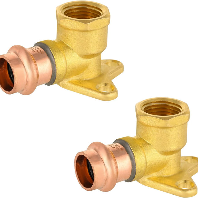 (Pack of 2)  3/4" Copper Press Fit x 3/4" Female NPT Drop Ear 90-Degree Elbow, No Lead Plumbign Fittings,(PRESS061)