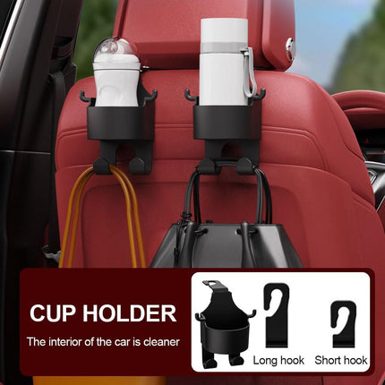 Multifunctional Hook for Car Seat Back, 2024 New 3 in 1 Car Hook Backseat Cup Holder for Car Fits Universal Vehicle, Upgrade Multifunction Seat Cup Holder Hook for Car Cup Holder (2)