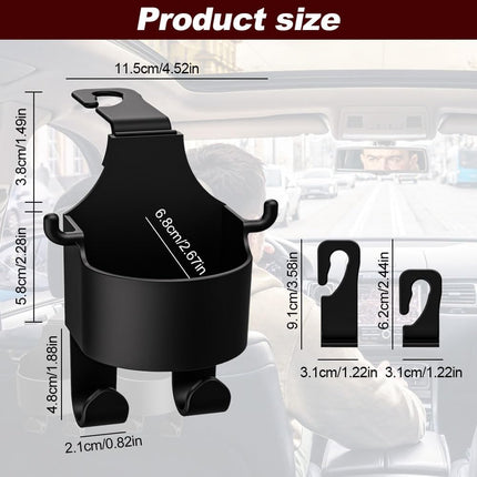 Multifunctional Hook for Car Seat Back, 2024 New 3 in 1 Car Hook Backseat Cup Holder for Car Fits Universal Vehicle, Upgrade Multifunction Seat Cup Holder Hook for Car Cup Holder (2)