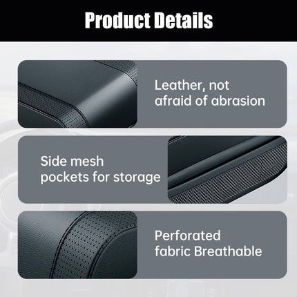 Universal Car Armrest Booster Cushion, 2024 New Memory Cotton Car Armrest Box Pad Auto Center Console Pad, Upgrade Waterproof Car Center Console Cover Pad Elbow Rest Box Covers (Black)