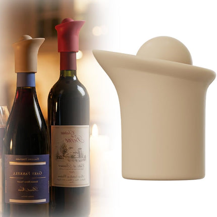 Silicone Wine Stopper for Wine Bottles, 2026 New Seal Bottle Cover Caps to Keep Wine Fresh, Upgrade Glass Bottle Sealer Covers Wine Stoppers for Home Use Cover Wine Bottle Caps (Khaki)