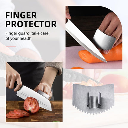 Stainless Steel Cutting Finger Guard, 2025 New Stainless Steel Finger Protector for Cutting, Upgrade Multipack Slicing Tool Finger Protector for Kitchen Protector Avoid Hurting (2)