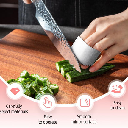 Stainless Steel Cutting Finger Guard, 2025 New Stainless Steel Finger Protector for Cutting, Upgrade Multipack Slicing Tool Finger Protector for Kitchen Protector Avoid Hurting (2)
