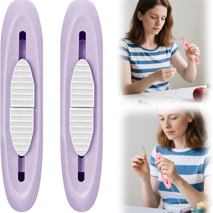 2 in 1 Needle Threader Seam Ripper Tool, 2025 New Needle Threaders Seam Rippers for Sewing, Upgrade Needle Threading and Seam Kit Seam Ripper Tool for Elderly and Sewing Enthusiasts (Purple X2)