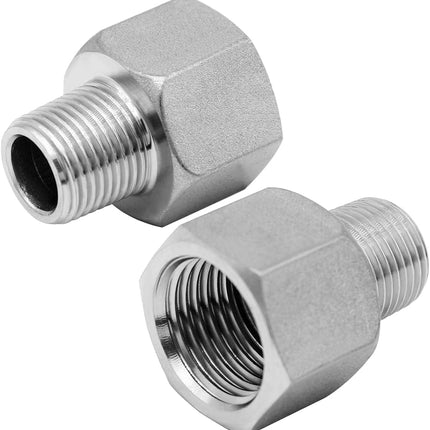 Stainless Steel NPT Reducer Adapter 1 Female to 1/2 Male Threaded Reducing Pipe Fittings Adaptor(Pack of 2)