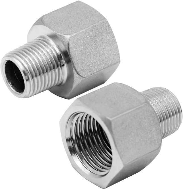 Stainless Steel NPT Reducer Adapter 1 Female to 1/2 Male Threaded Reducing Pipe Fittings Adaptor(Pack of 2)