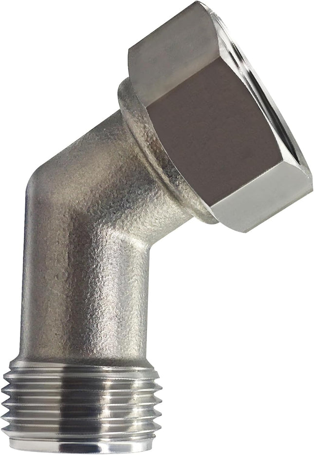 Stainless Steel Garden Hose Elbow 45 Dedgree Water Hose Connector Right Angle 3/4 GHT Male to Female