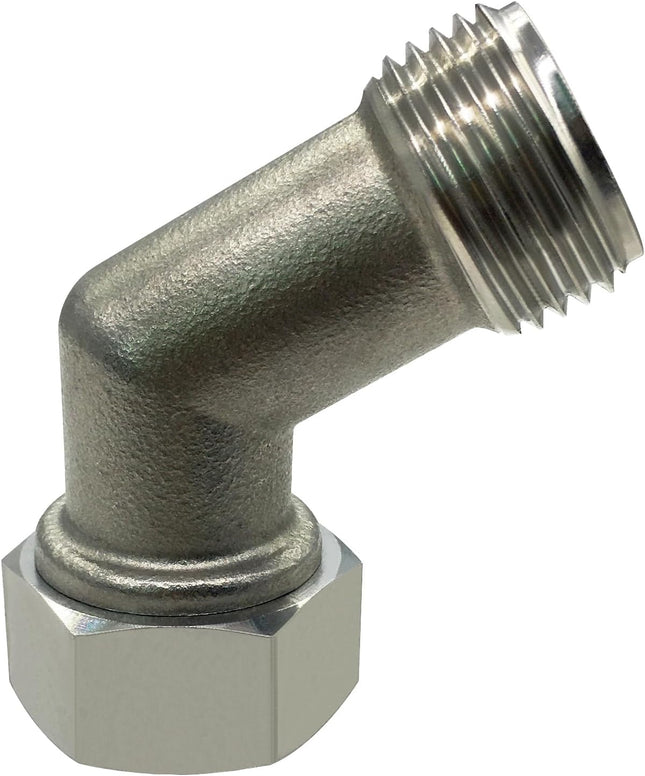 Stainless Steel Garden Hose Elbow 45 Dedgree Water Hose Connector Right Angle 3/4 GHT Male to Female – product detail