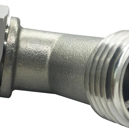 Stainless Steel Garden Hose Elbow 45 Dedgree Water Hose Connector Right Angle 3/4 GHT Male to Female Adapter for RV Camper Outdoor Faucets(Pack of 1)
