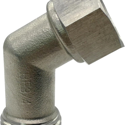 Stainless Steel Garden Hose Elbow 45 Dedgree Water Hose Connector Right Angle 3/4 GHT Male to Female Adapter for RV Camper Outdoor Faucets(Pack of 1)