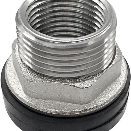 1 NPS Male to 3/4 NPT Female Stainless Steel Bulkhead Water Tank Connector Thru-bulk Fitting for Water Tank Barrel(Pack of 1)