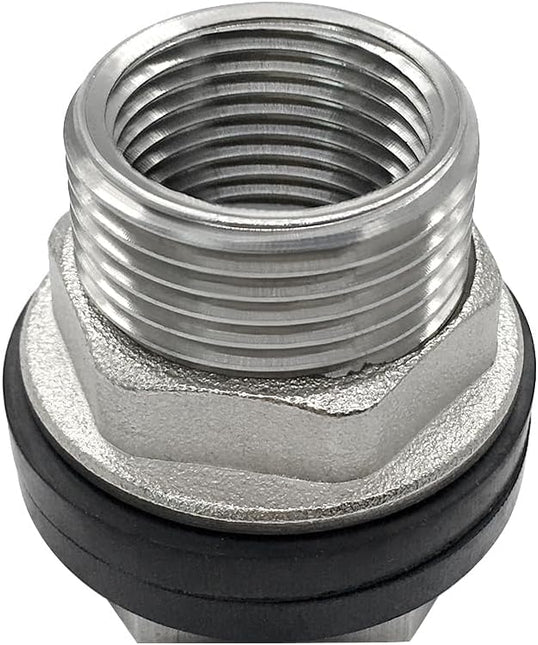 1 NPS Male to 3/4 NPT Female Stainless Steel Bulkhead Water Tank Connector Thru-bulk Fitting for Water Tank Barrel(Pack of 1)