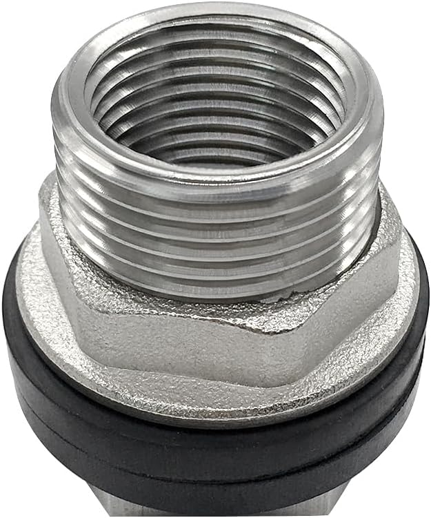 1 NPS Male to 3/4 NPT Female Stainless Steel Bulkhead Water Tank Connector Thru-bulk Fitting for Water Tank
