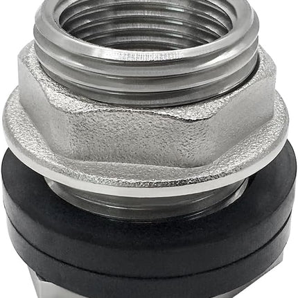 1 NPS Male to 3/4 NPT Female Stainless Steel Bulkhead Water Tank Connector Thru-bulk Fitting for Water Tank Barrel(Pack of 1)