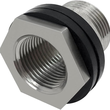 1 NPS Male to 3/4 NPT Female Stainless Steel Bulkhead Water Tank Connector Thru-bulk Fitting for Water Tank Barrel(Pack of 1)