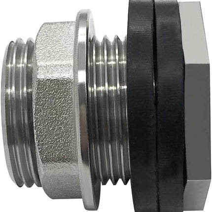 1 NPS Male to 3/4 NPT Female Stainless Steel Bulkhead Water Tank Connector Thru-bulk Fitting for Water Tank Barrel(Pack of 1)