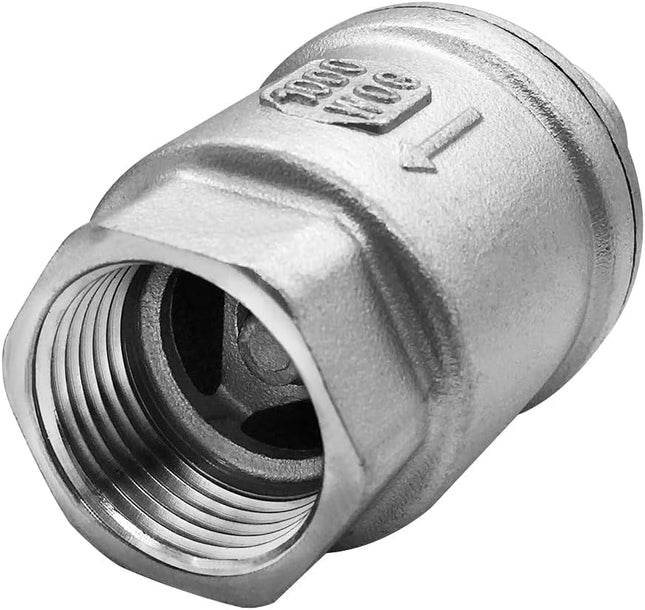 Stainless 1 NPT Threaded Check Valve Non Return One Way Horizontal Vertical Inline Water Spring Check Valve